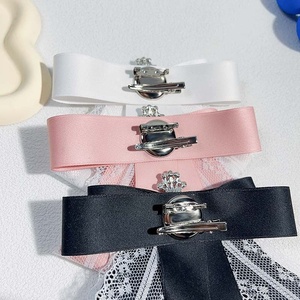 <span class=keywords><strong>Broche</strong></span> en fer style coréen modèle LM74 pour femme, épingle de col professionnelle, décoration en nœud papillon en tissu dentelle - Product Image 4