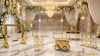 Panneau de fond en métal doré pour décoration de mariage, personnalisable, directement de l'usine, pour cérémonie de luxe et scène événementielle