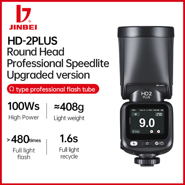 JINBEI HD-2 Plus 100Ws TTL HSS Portable-Speedlite Battery Camera Flash Lights Professional Round Head Outdoor Shooting