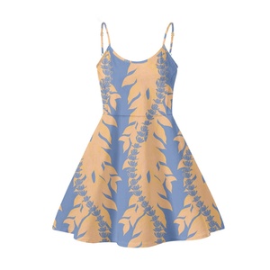 Nueva llegada hawaiana Maile hojas Mujer Halter falda verano personalizado sin mangas Slip vestido señoras vacaciones ropa fabricante - Product Image 1