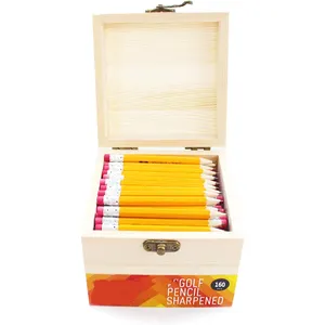 Conjunto de lápis HB Hexagonal de madeira natural para golfe, 15 polegadas, amarelo e hexagonal, 100 peças, 200 unidades, ideal para venda