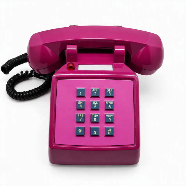 Custom Old Fashioned Purple Push Button Keypad Vintage Landline Telephone with Incoming Call Flash, Antique Bluetooth Ring Bell
