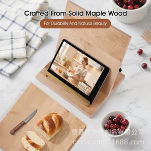 Wooden Lazy Recipe <b>Rack</b> 11.5 In Solid Wood Bookshelf Multi Function <b>Kitchen</b> Storage Display Stand - Product Image 4