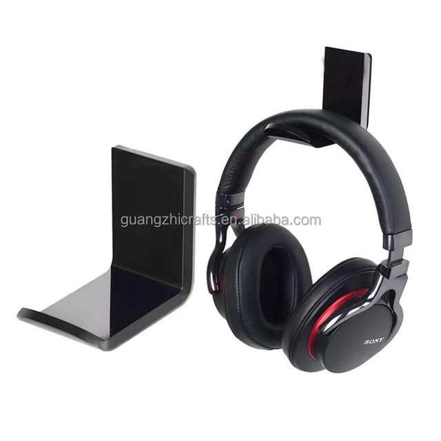 Black Acrylic Headset Hanger Strong Adhesive Acrylic Headphone Holder Wall Mount Acrylic Headset Hook