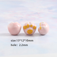 Perles en céramique mignonnes peintes à la main en forme de patte de chat et de patte de chien, 13*12mm, pour la fabrication de bijoux DIY