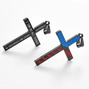 Pendentif religieux américain en forme de croix, étoiles et rayures, pour hommes et femmes, en acier titane, breloques drapeau américain, chaîne Hip Hop, bijoux cadeaux, 1 pièce - Product Image 4