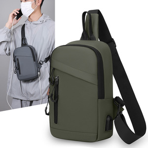 Sac de poitrine pour homme LJD8607, petit sac léger en PU, sac de voyage d'affaires, sac bandoulière, couleur unie, bleu foncé, gris, noir, militaire - Product Image 5