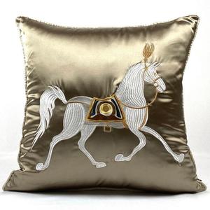 Modern Simple New Chinese <strong>Orange</strong> Stallion Embroidered Horse <strong>Pillow</strong> Cover Luxurious Light Cushion for Home Use - Product Image 2