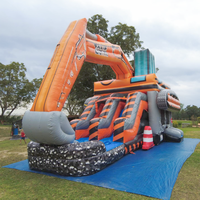 Château gonflable en forme d'excavatrice, structure de saut gonflable en bâche PVC avec toboggan pour enfants