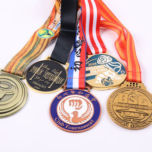 Maraton Etkinlikleri İçin Özel Altın Kaplama Madalya ve Serigrafi Baskılı Kordon - Çevre Dostu Gümüş Bronz Kurdele - Product Image 1