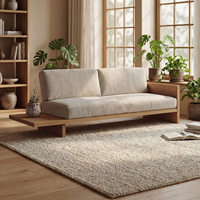 Canapé deux places en tissu Musili, style japonais moderne et minimaliste, en bois massif rustique, personnalisable pour salon et maisons d'hôtes