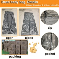 Sac mortuaire en PVC noir imperméable et durable avec poignées à barre pivotante, style européen, accessoires funéraires pour cercueil - Vente en gros