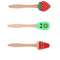 Spatule en silicone mignonne en forme de fruit avec manche en bois, outil de cuisson antiadhésif pour mélanger la crème et la confiture, ustensile de cuisine