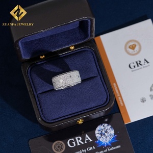 ZUANFA JEWELRY New Arrive Iced Out Micro Setting Wide Eternity Band <b>Ring</b> Custom Moissanite <b>Ring</b> Hip Hop Style <b>Men</b> - Product Image 1