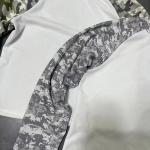 Custom Men Streetwear Oversized Cotton Color <b>Block</b> Camouflage <b>Waffle</b> Knit Long Sleeve Tee Shirt - Product Image 4