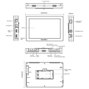 Feelworld T7S <span class=keywords><strong>Pro</strong></span> จอถ่ายทอดสัญญาณกล้องขนาด7นิ้ว2000nits อินพุต HDMI 60Hz 3G-SDI & 4K สร้างด้วยอลูมิเนียมรับ OEM/ODM - Product Image 6