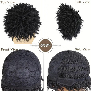 JAMBALAYA Xuchang Hair Factory Nuevo Producto de Fibra Sintética, Peluca de Trenzas Africanas <span class=keywords><strong>para</strong></span> <span class=keywords><strong>Hombre</strong></span>, Estilo Rizado Pequeño en Tubo Negro - Product Image 4