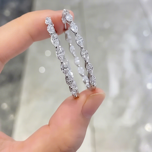 10 CT Marquise Lab Grown Diamond <b>Hoop</b> <b>Earrings</b> | <b>14K</b> <b>Gold</b> Women's Classic IGI Certified - Product Image 1