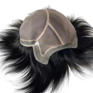 Sistemas duraderos de prótesis de cabello indio para <span class=keywords><strong>hombre</strong></span>, pelucas de cabello <span class=keywords><strong>permanente</strong></span> con mono gorra de cabeza entera para hombres - Product Image 2