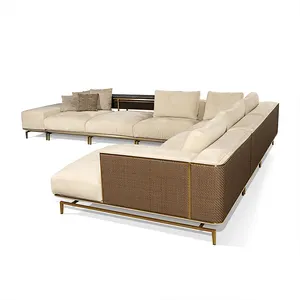 Design italien personnalisé 7 places minimaliste ensemble de canapé espace canapé meubles de maison luxe moderne ensemble de canapés meubles de salon