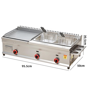 Hot Selling Commercial Gas Bakplaat + Dubbele Frituurpot Restaurant Hoge Kwaliteit Roestvrijstalen Apparatuur Gasturbine - Product Image 1
