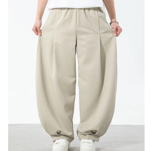 Poliéster Ligero pero Hold Shape Comodidad Estilo de moda Plisado Holgado Globo Fit Hombres Streetwear Pantalones - Product Image 2