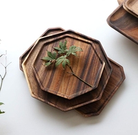 Plateau de service hexagonal en bois, design moderne et élégant, pliable, taille et couleur personnalisables, pour légumes, fruits, desserts, service alimentaire