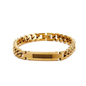Custom 316l Stainless Steel <b>Men</b> Bracelet Engrave 14k 18k Gold Plated Fashion Chain Link Bracelets <b>for</b> <b>Men</b> - Product Image 5