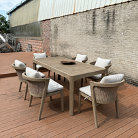 Ensemble de table et chaises de salle à manger en teck pour balcon extérieur Hangkai, ensemble de table à manger de luxe, tables en bois, 6 chaises