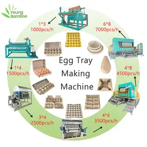 Máquina de moldagem de polpa de bambu para jovens, máquina para fazer bandejas de ovos de papel, máquina para moldar bandejas de ovos de papel