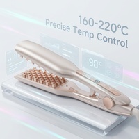Plancha de Pelo de Cerámica con Calentamiento Rápido PTC, 4 Ajustes de Temperatura (160-220°C), Eléctrica, Compatible con RV, Voltaje Global