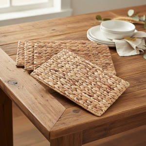 Set de table rectangulaire en jacinthe d'eau, forme rectangulaire, 100% jacinthe d'eau naturelle, sous-verres et sets de table écologiques, 25 cm x 35 cm - Product Image 3