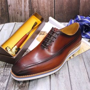Chaussures Oxford en cuir véritable pour homme, fabriquées à la main, haut de gamme, bout carré, style décontracté, pour usage quotidien, affaires, fêtes et occasions spéciales - Product Image 4