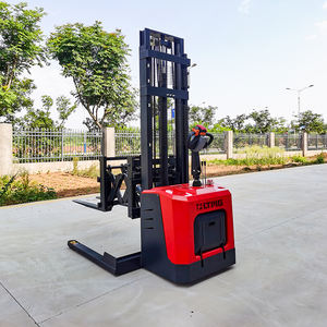 Kargo kaldırma istifleyici 1500kg 2000kg 2500kg çift makas çatal ile elektrikli palet istifleyici üzerinde standı - Product Image 1