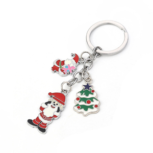 Santa Claus de Navidad de plata Color Multicolor árbol de copo de nieve de esmalte llavero - Product Image 3
