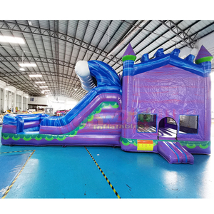 Castillo inflable morado para fiestas infantiles al aire libre, tobogán inflable comercial combinado para eventos - Product Image 1