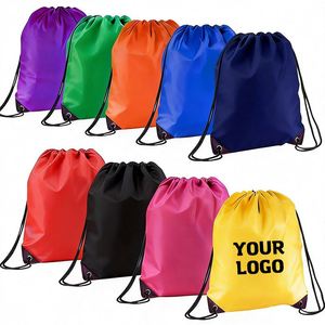 Custom Nylon <b>Draw</b> <b>String</b> Backpack Recycled Waterproof 210D Polyester Drawstring <b>Bag</b> With Logo - Product Image 1