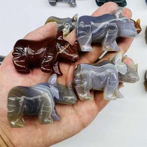 Offre Spéciale animaux en cristal de quartz naturel de haute qualité guérison agate cristal rhinocéros sculpture pour cadeaux de décoration - Product Image 1