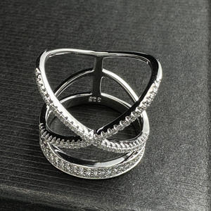Wholesale Price Wedding Band <strong>Ring</strong> for Women <strong>X</strong> Crisscross 925 Sterling Silver Zircon Moissanite Iced Out Pinky <strong>Ring</strong> Fine Jewelry - Product Image 6
