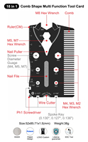 Outil à main de poche en forme de peigne en acier inoxydable 18 en 1 Carte multi-outils de survie pour camping en plein air
