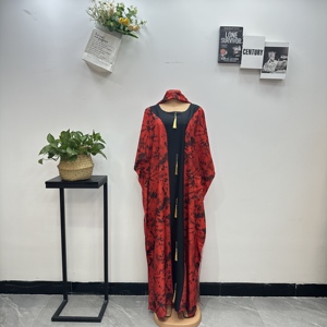 Nouvelle <span class=keywords><strong>robe</strong></span> africaine imprimée tie-dye tendance avec détails de kaftan à franges, <span class=keywords><strong>maxi</strong></span> abaya assortie à un foulard, <span class=keywords><strong>robe</strong></span> pour femmes - Product Image 3
