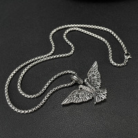 Collar con Colgante de Águila de Acero Inoxidable Estilo Punk Rock para Hombre, Collar con Colgante de Alas de Águila, Joyería de Regalo, Chapado en Oro de 18K
