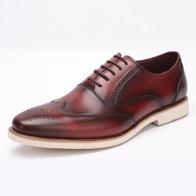 burgundy sunflower dress Handmade Men Burgundy Brogue Formal Shoes, Burgundy Dress Shoes US 8.5 / Burgundy / D main image 1