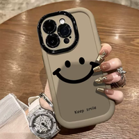 Coque de téléphone à visage souriant Simple imprimé en couleur pour iPhone 15 14 Pro housse de protection nouveau Design coque Mobile