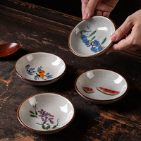 Assiettes en céramique à motifs fruités peintes sous glaçure, plats ronds à condiments, coupelles à sauce soja et vinaigre, assiettes de service en céramique