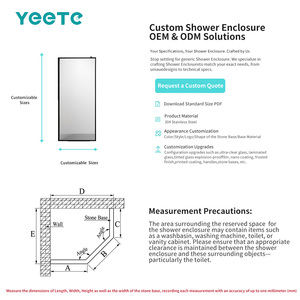 Porte de douche coulissante noire YEETE, verre de sécurité trempé 8 mm, pour cabine de douche, vente en gros, stock pour revendeurs de salles de bain modernes - Product Image 3