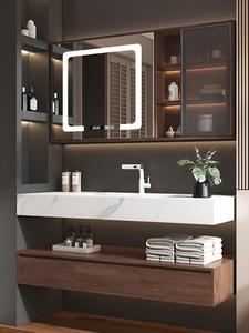 Meuble de salle de bain suspendu avec lavabo intégré en ardoise de style médiéval, lavabo à poser, lavabo mural - Product Image 3