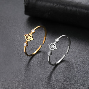 Bague ajustable Myshape Vintage Minimalisme Nœud de Sorcière Zircon Géométrie Sacrée en Acier Inoxydable pour Mariage Fiançailles Anniversaire - Product Image 1