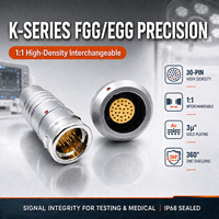 Conector Circular Metálico Serie K IP68, Tipo Push-Pull FGG EGG, Intercambiable 1:1, 2, 10, 16, 26 Pines, Conector de Señal de Alta Densidad para Sensor