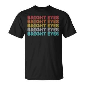 T-shirt Bright Eyes, design rétro vintage, noir, taille adulte unisexe - Product Image 1